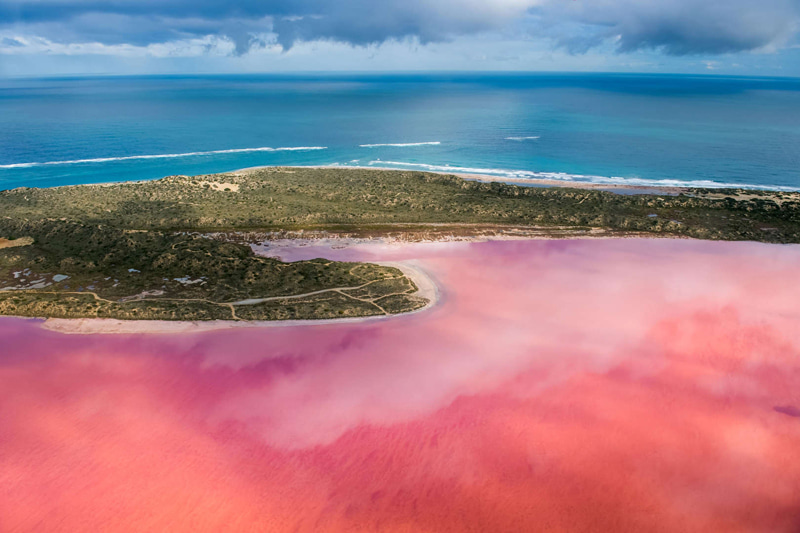 آب صورتی دریاچه هات لاگون (Hutt Lagoon) در استرالیا