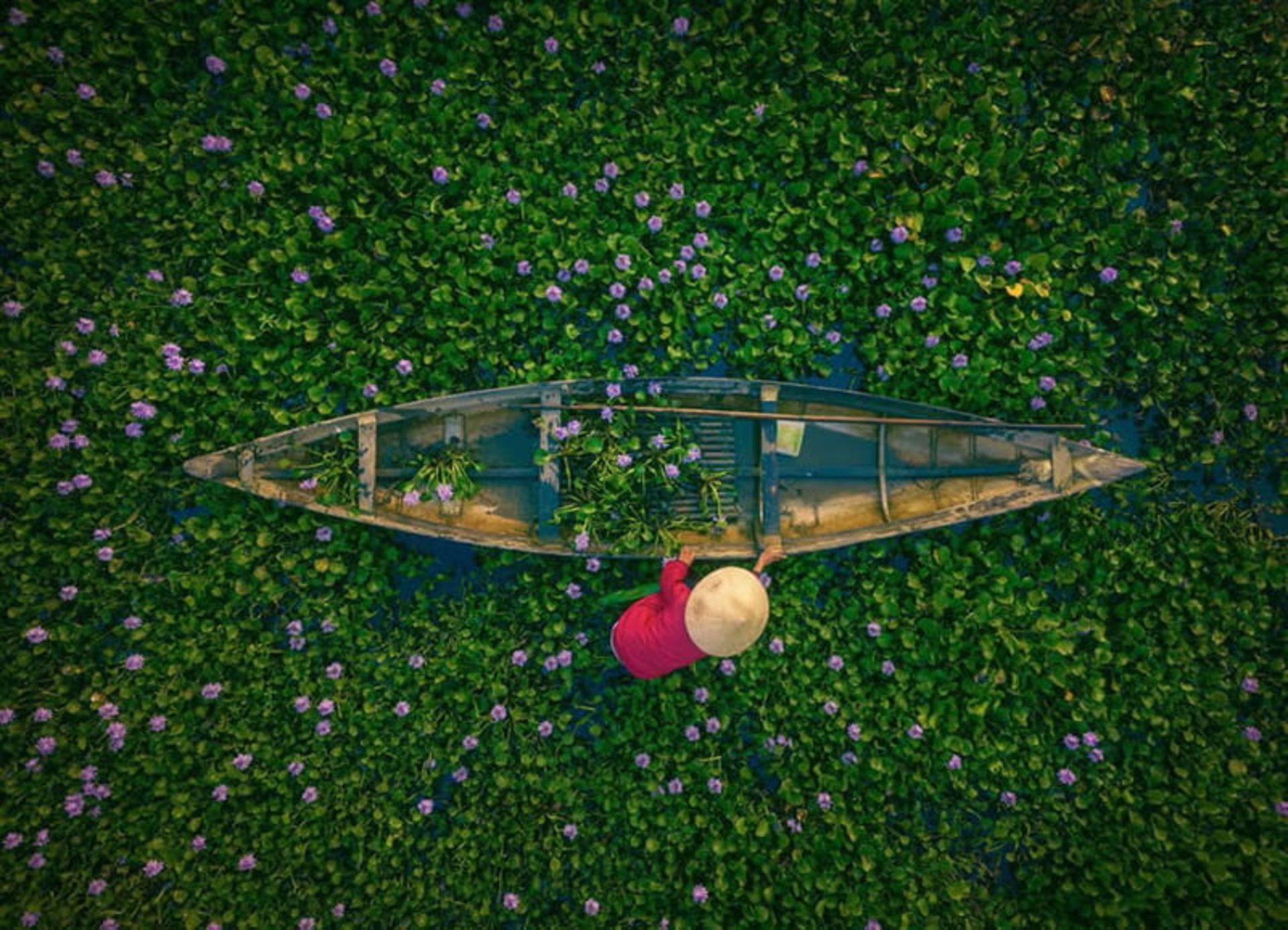 کارگر ویتنامی در کنار قایق