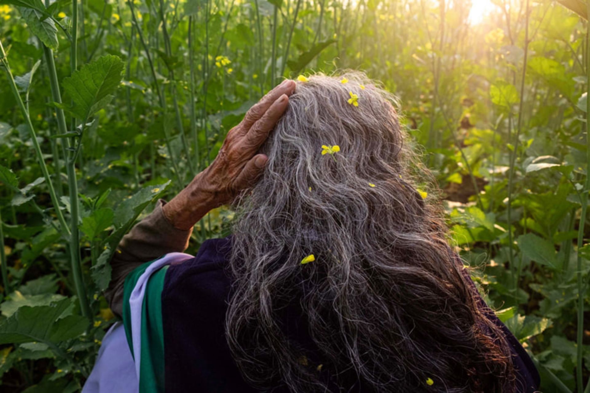 زن بیوه هندی با موهای بلند