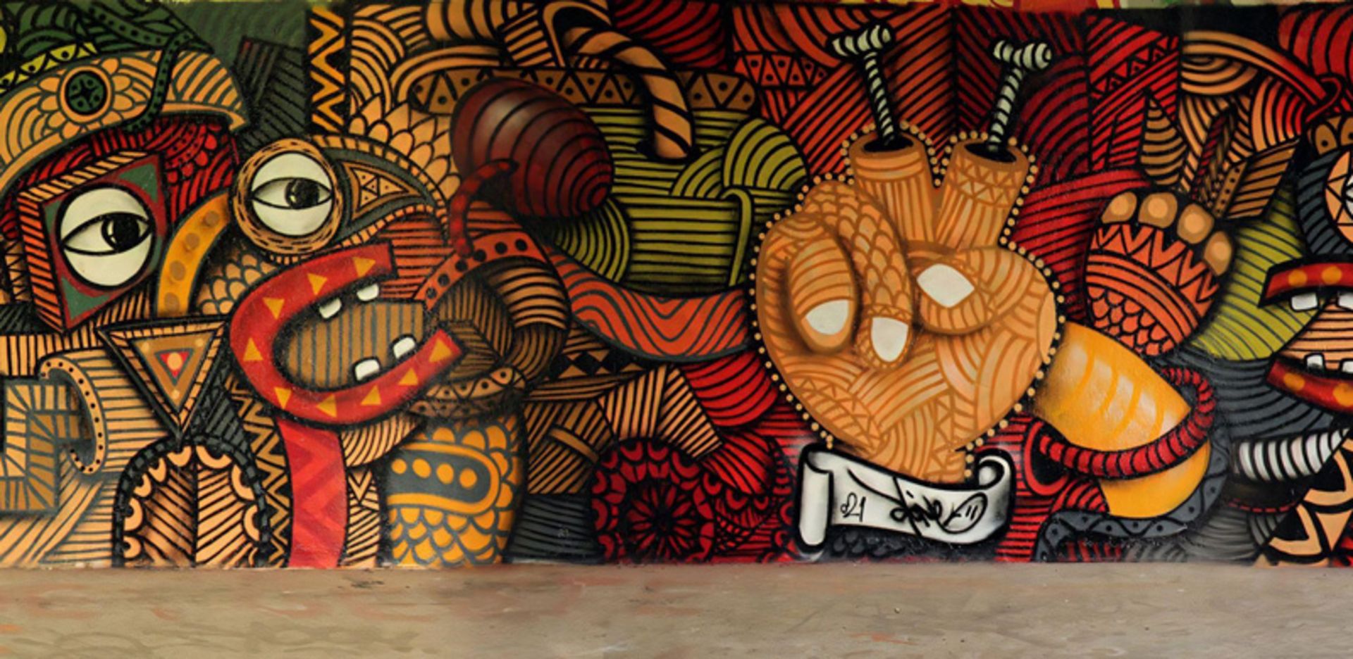 گرافیتی با رنگ های گرم