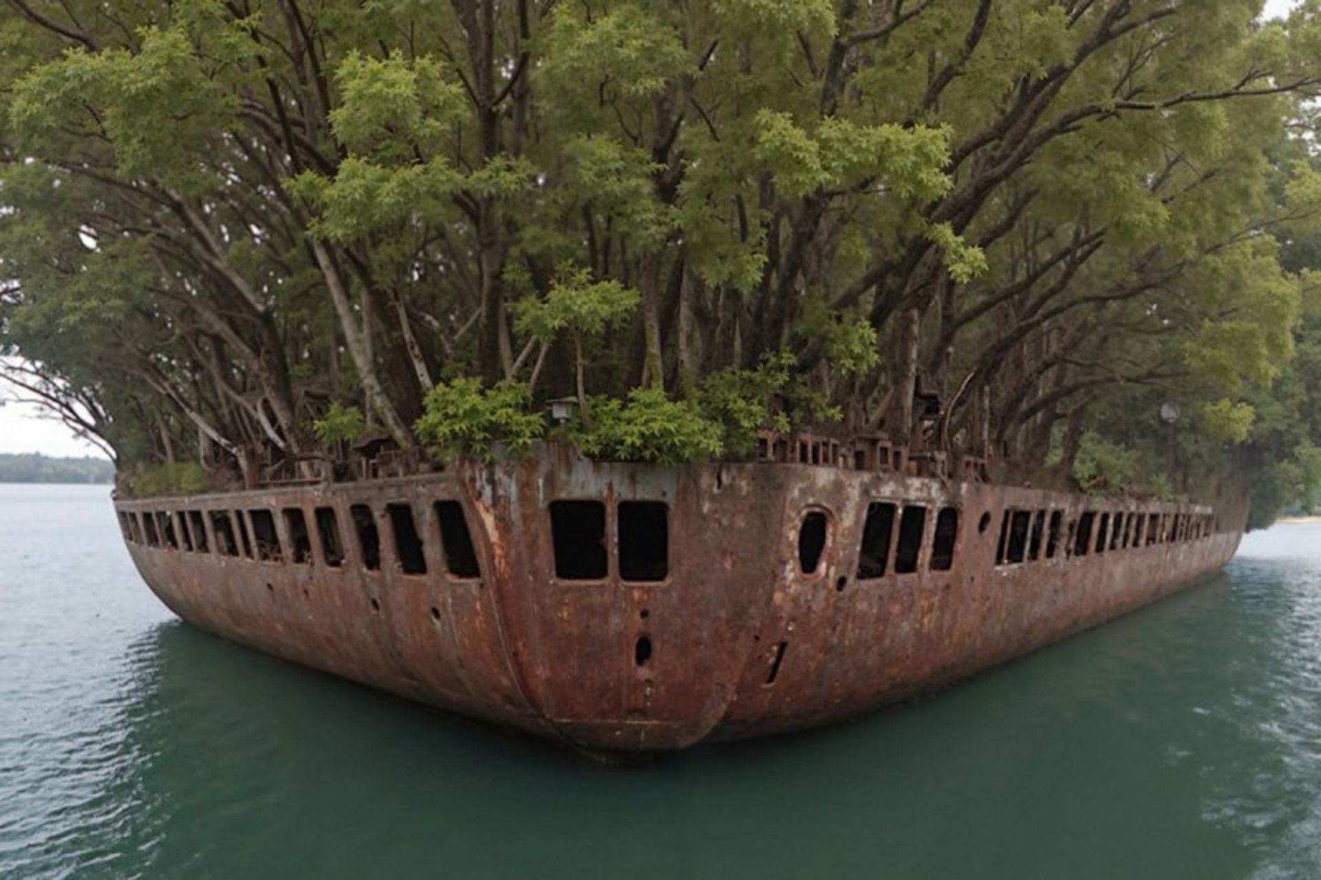 درختان روییده در کشتی غرق شده اس‌اس ایرفیلد