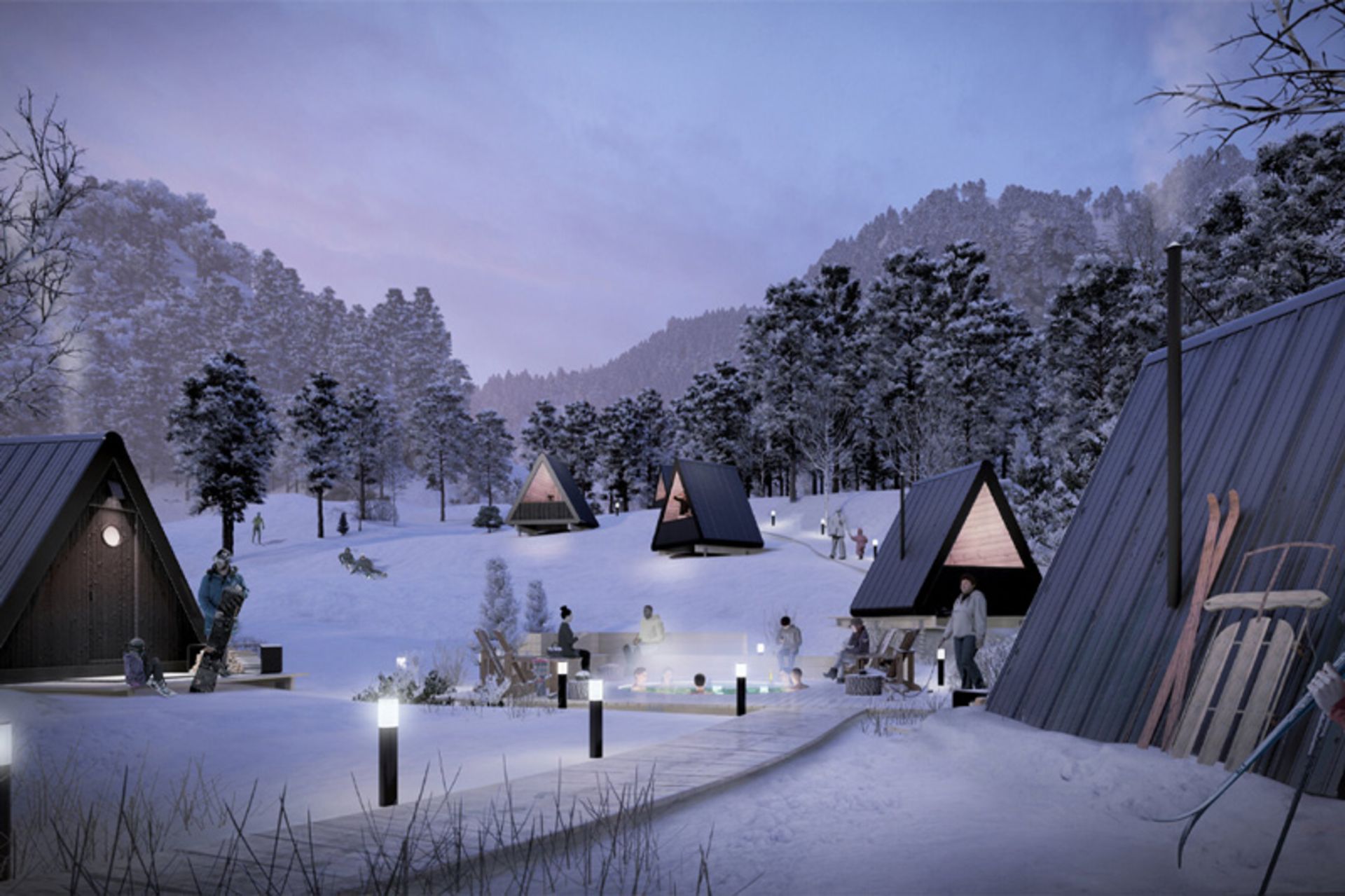 کلبه‌ بی‌وی در طبیعت زمستانی