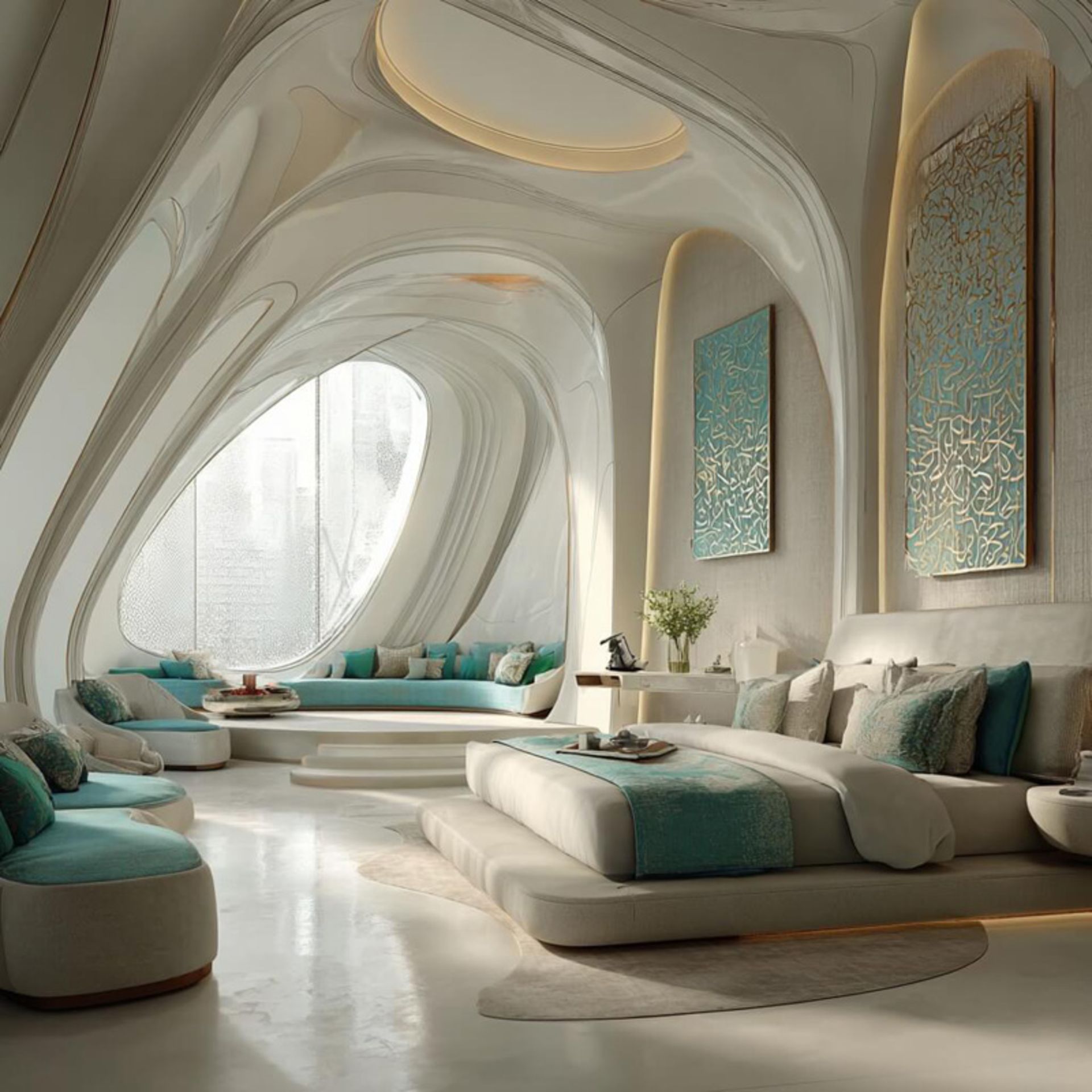 اتاقی با طراحی فیروزه‌ای در هتل ایرانی