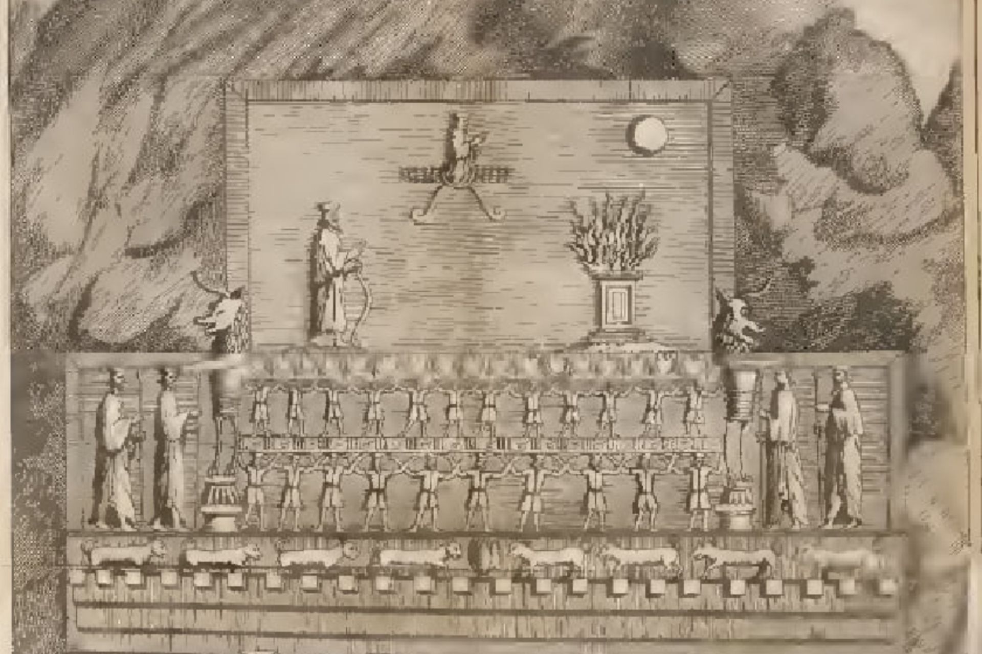 نقاشی از آرامگاه‌های تخت جمشید