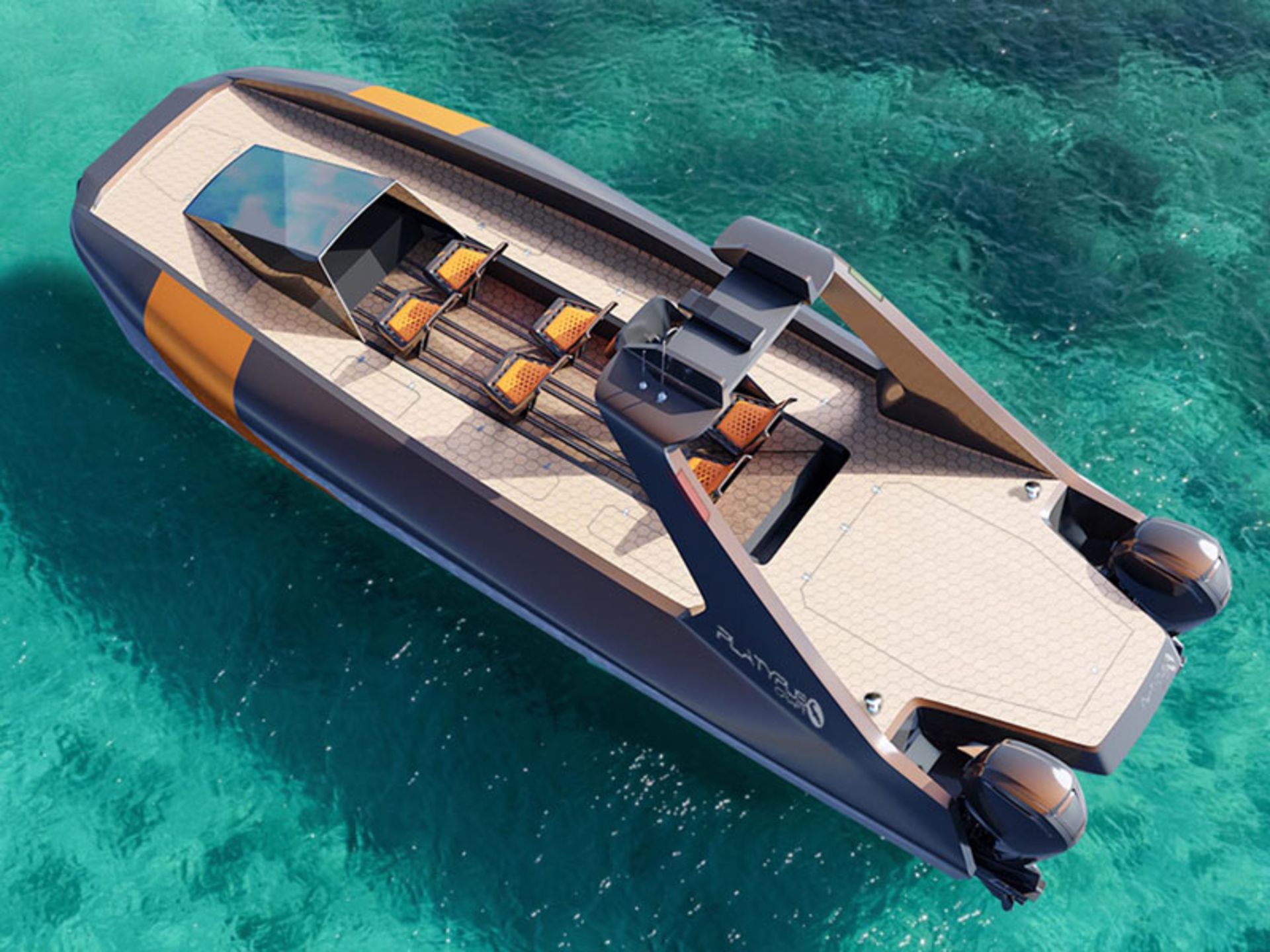 سه رخ زیردریایی هیبریدی پلاتوپوس بر روی آب‌های شفاف