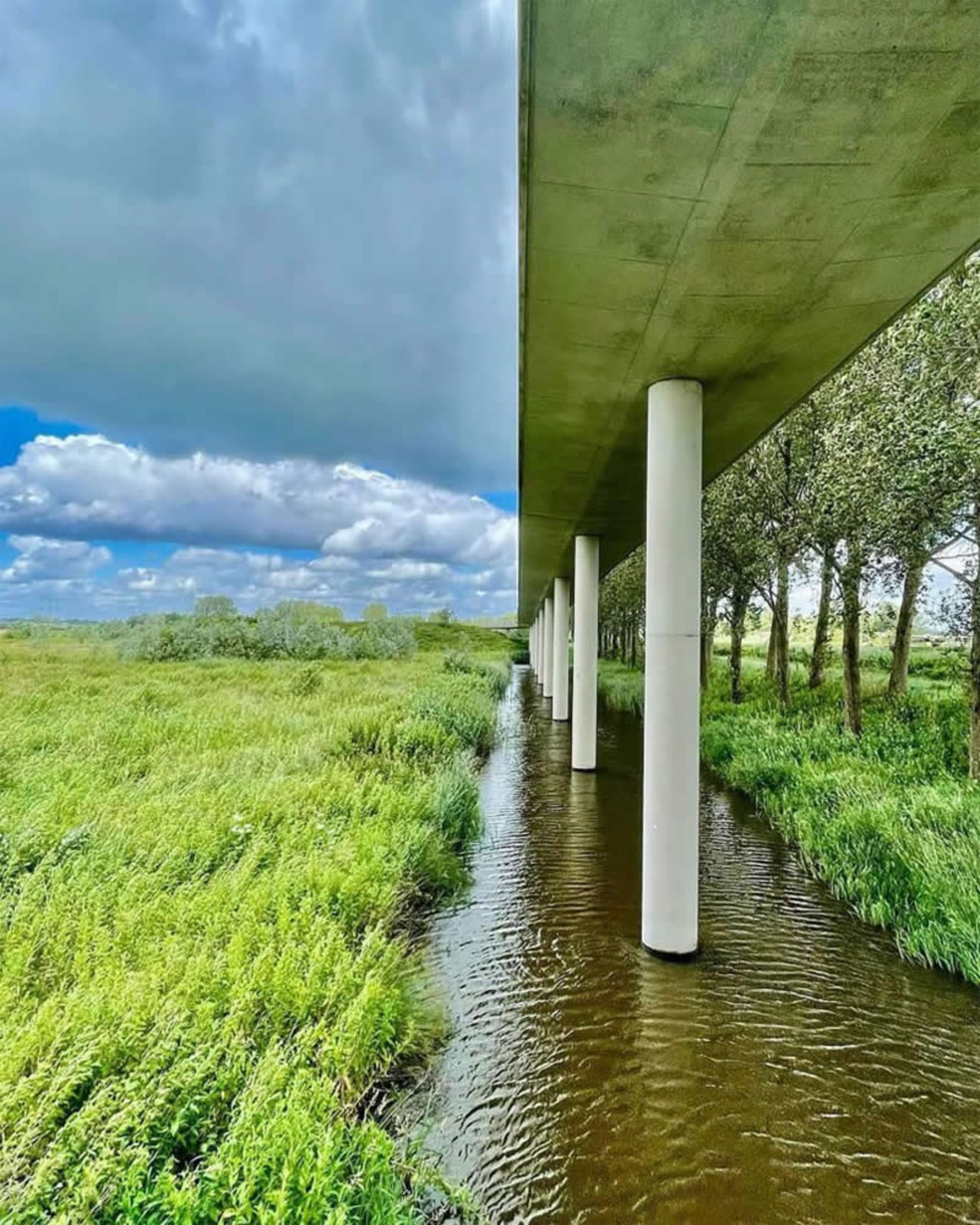 پل بتنی، آب و دشت سرسبز در یک قاب