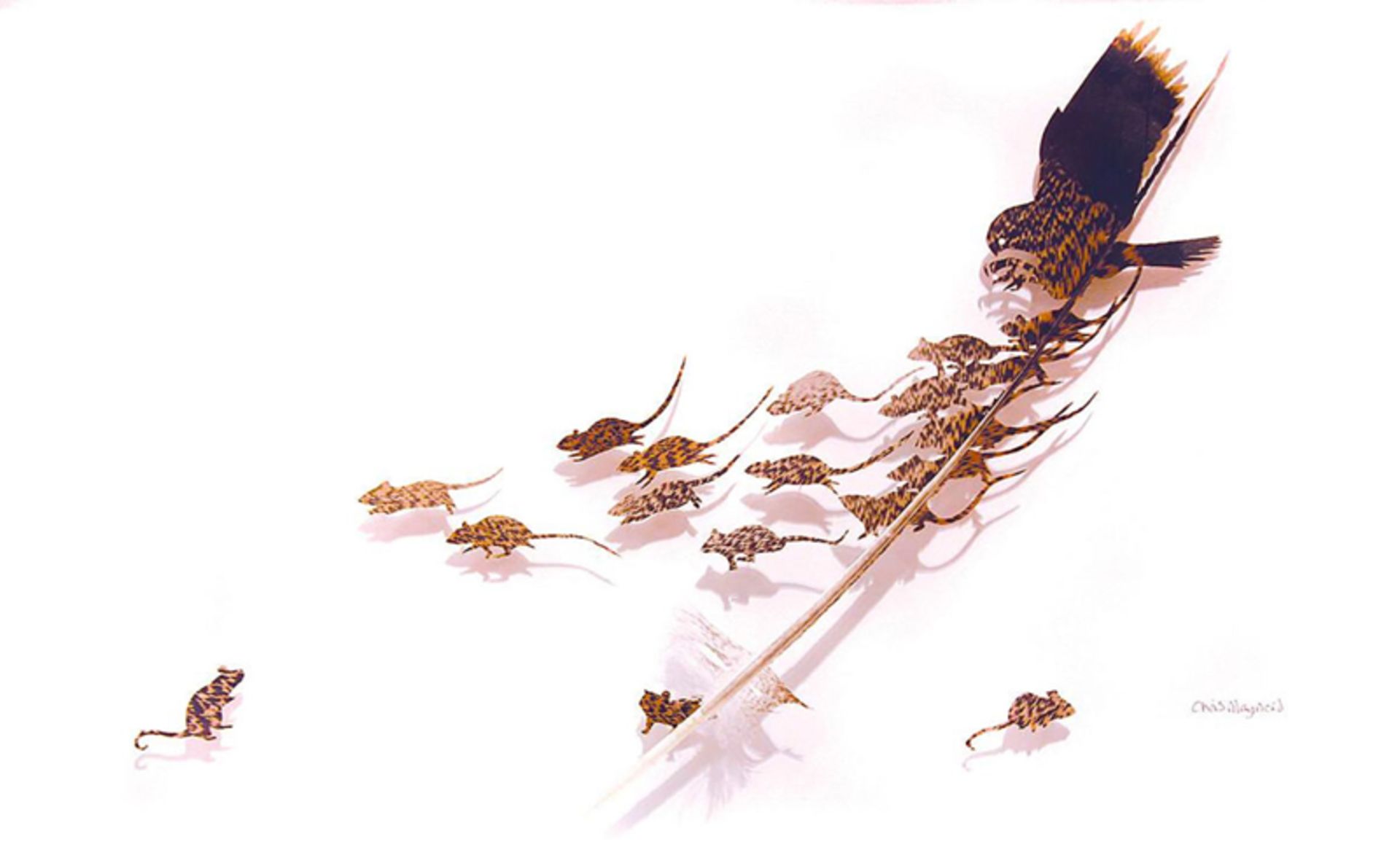 از پر تا پرواز؛ بازآفرینی زیبایی طبیعت در هنر شاعرانه 5 طراحی دو برگ به شکل موش های کوچک