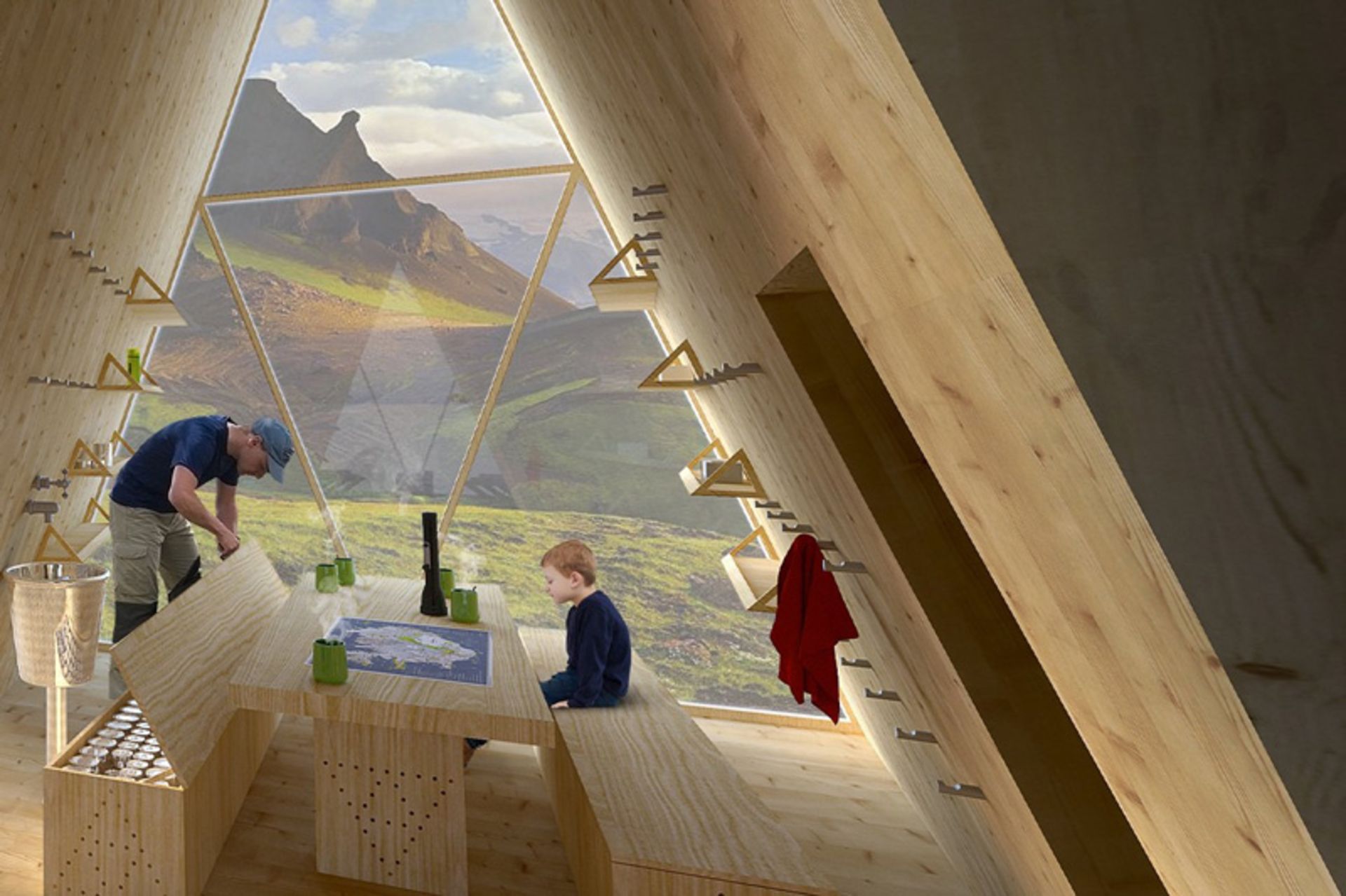 خانواده کوهنورد در کلبه پیش‌ساخته اسکایلی