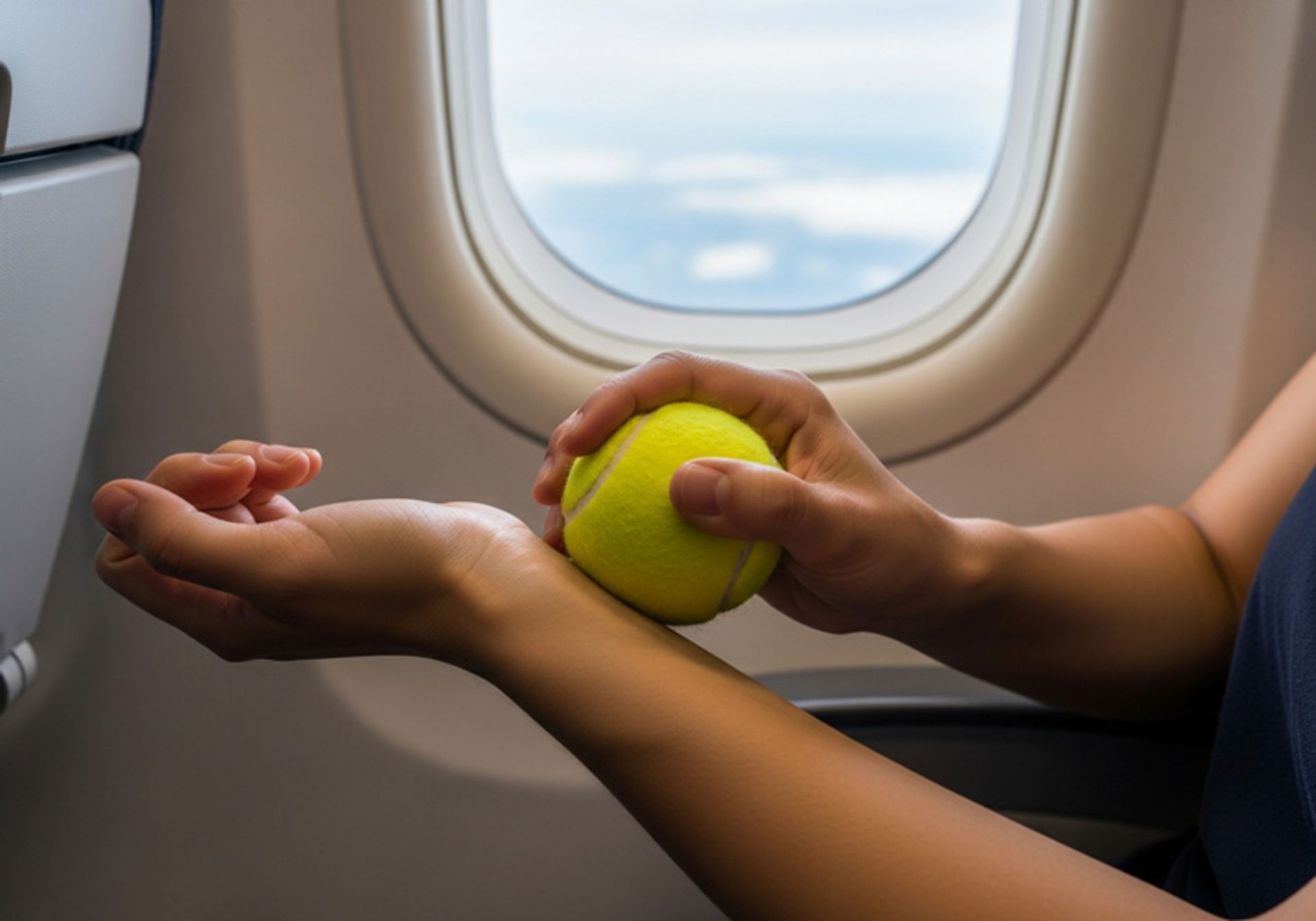 ترفندی ساده برای بدندرد هواپیما؛ یک توپ تنیس همراه داشته باشید! 5 ماساژ دست با توپ تنیس