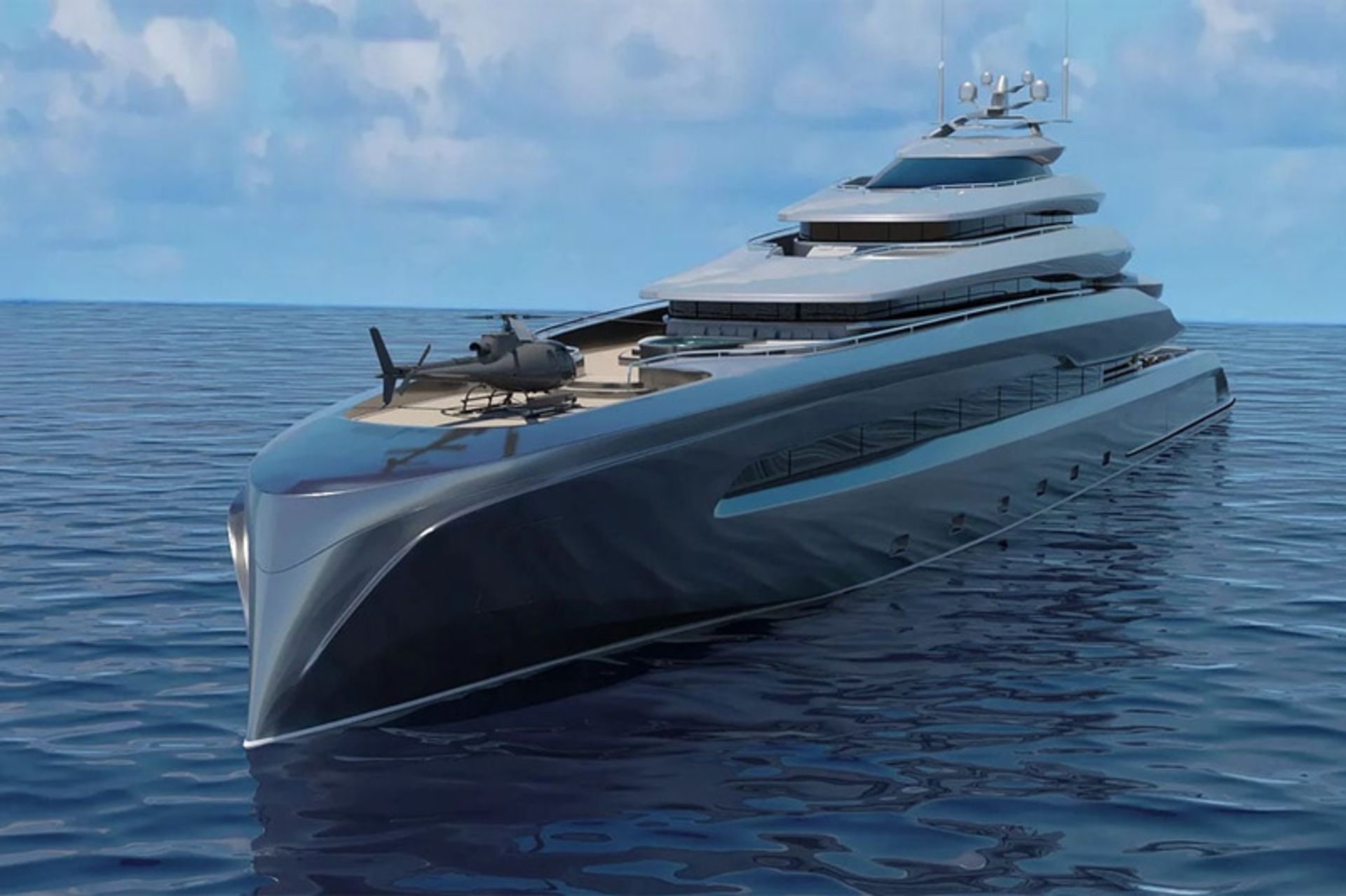 نمای روبه‌رو از کشتی تفریحی ایندا در آب