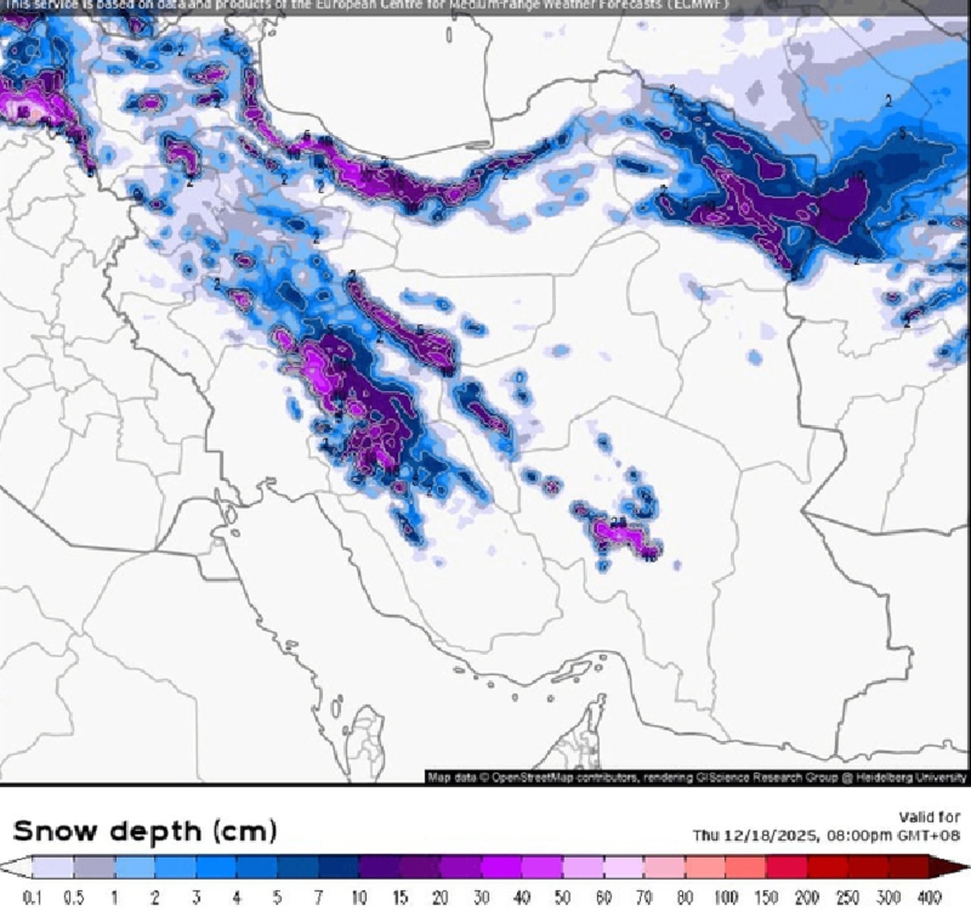 سامانههای برفی در راه ایران؛ البرز و زاگرس زیر برف سنگین میروند 4 نقشه بارش برف ۰۴