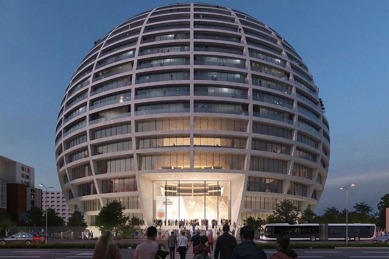 زندگی در یک گوی غولپیکر؛ تیرانا شجاعانهترین ساختمان اروپا را میسازد 1