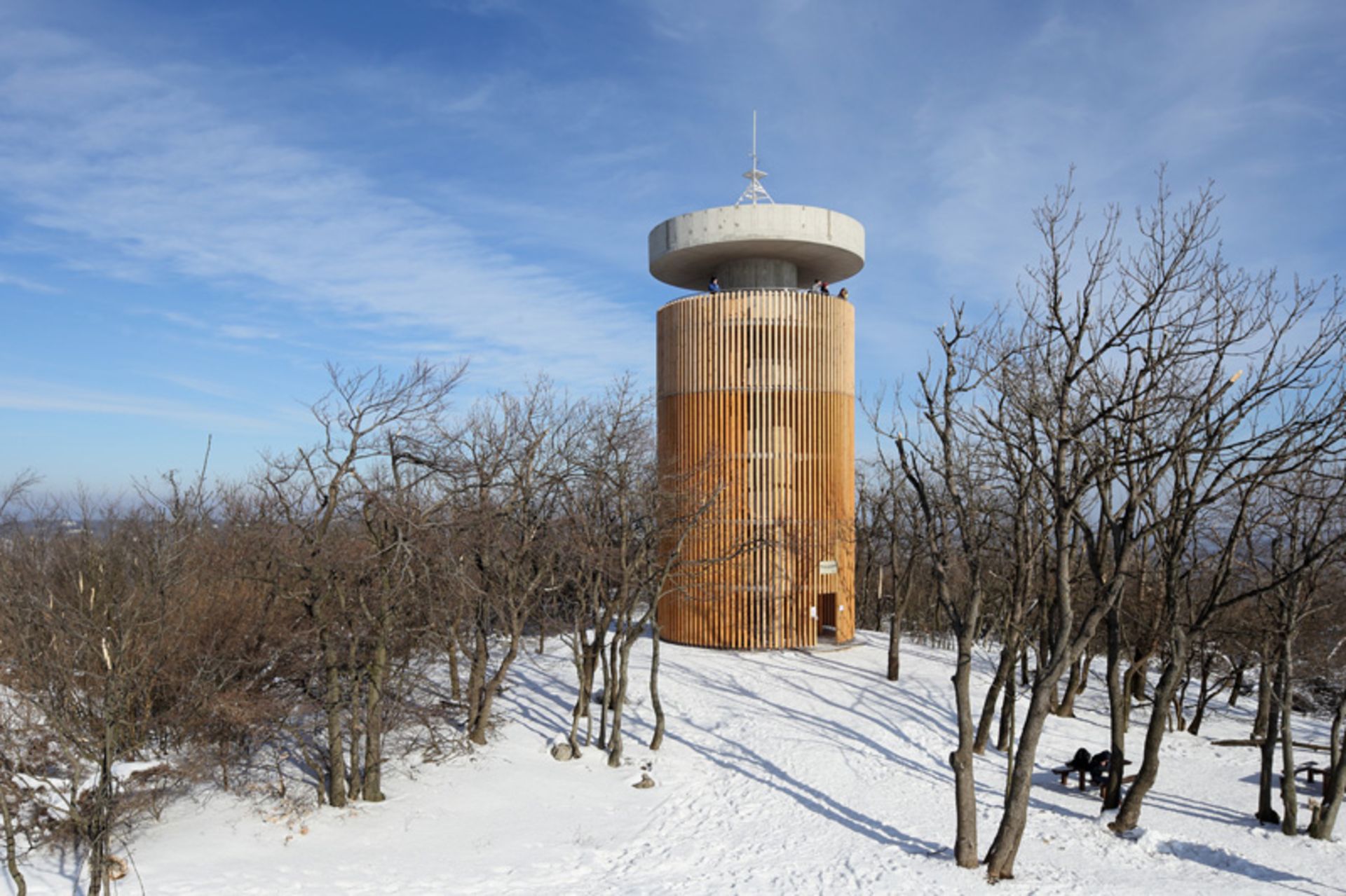 برج دیدبانی در هوای برفی