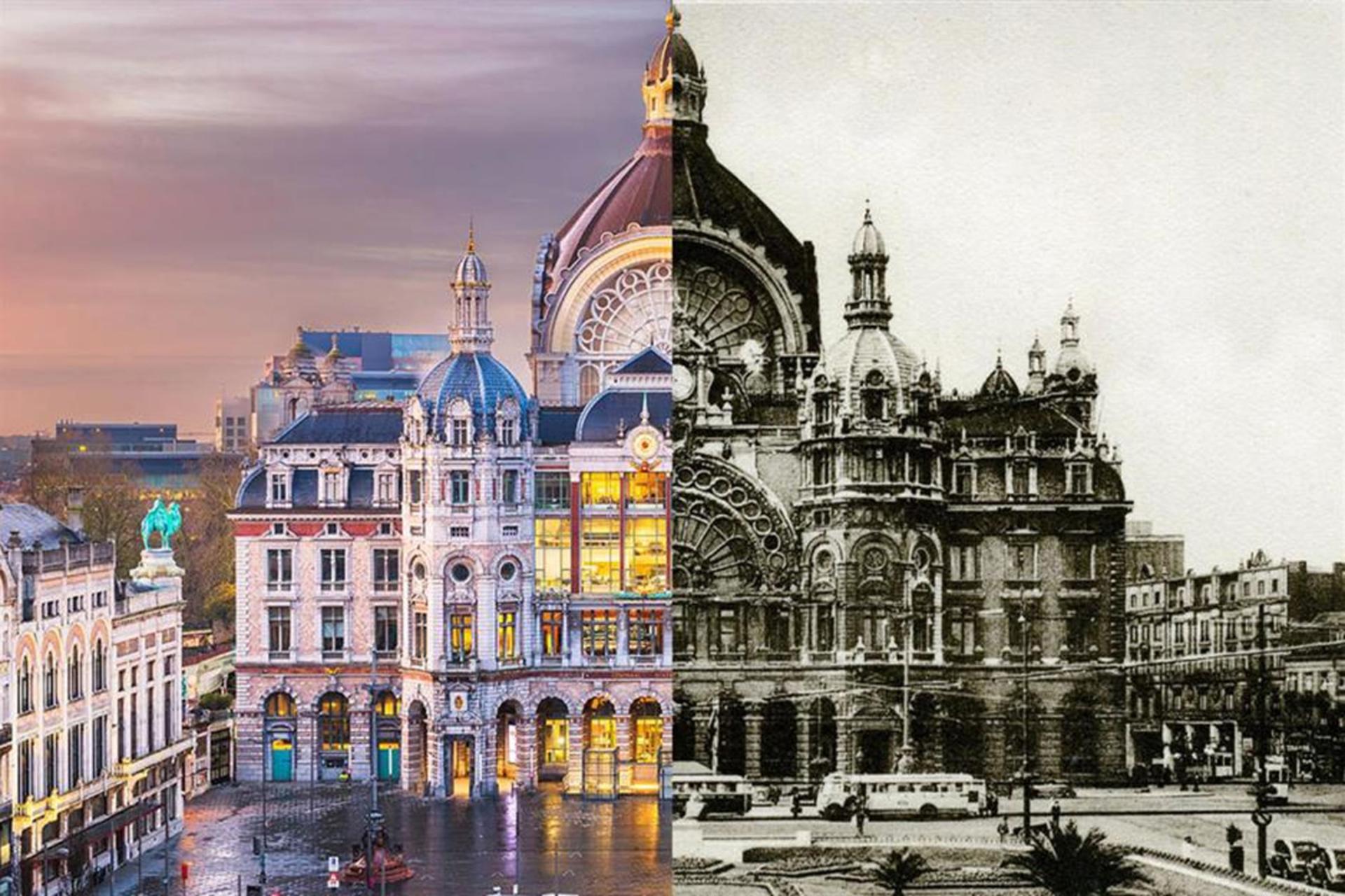 مقایسه عکس تاریخی و مدرن  ایستگاه قطار