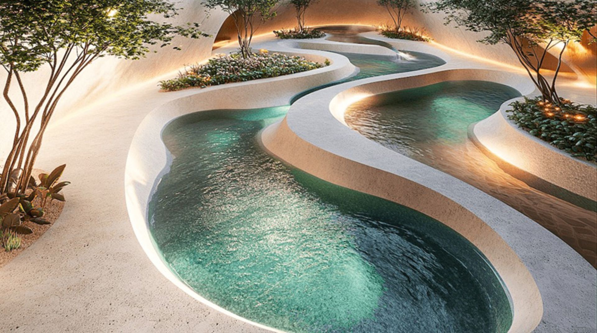 معماری الهامگرفته از باداب سورت؛ پیوندی میان نور، رنگ و زمین 16 چند چشمه میان فضای پاهگاه باداب سورت