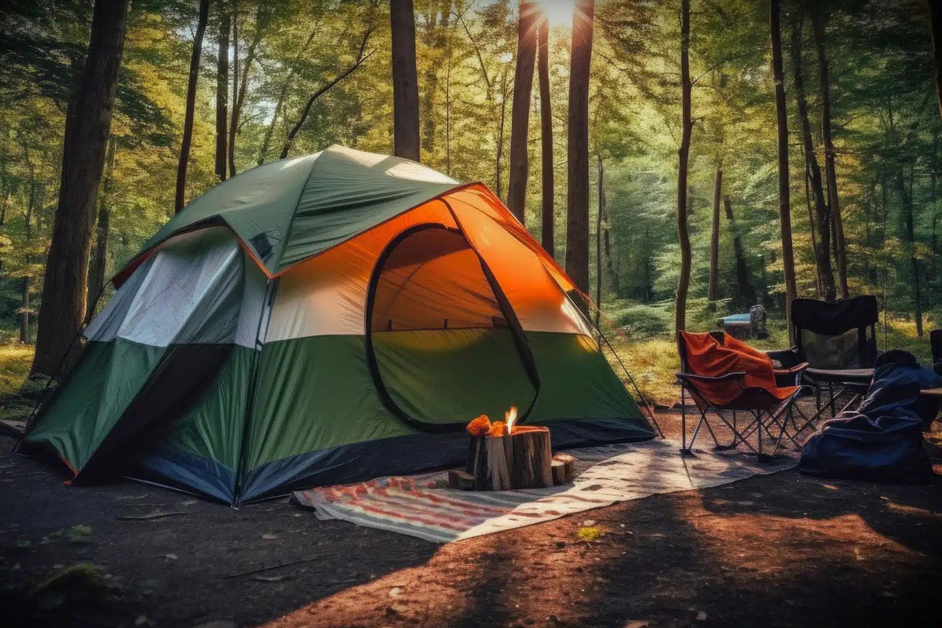چادر کمپینگ در جنگل
