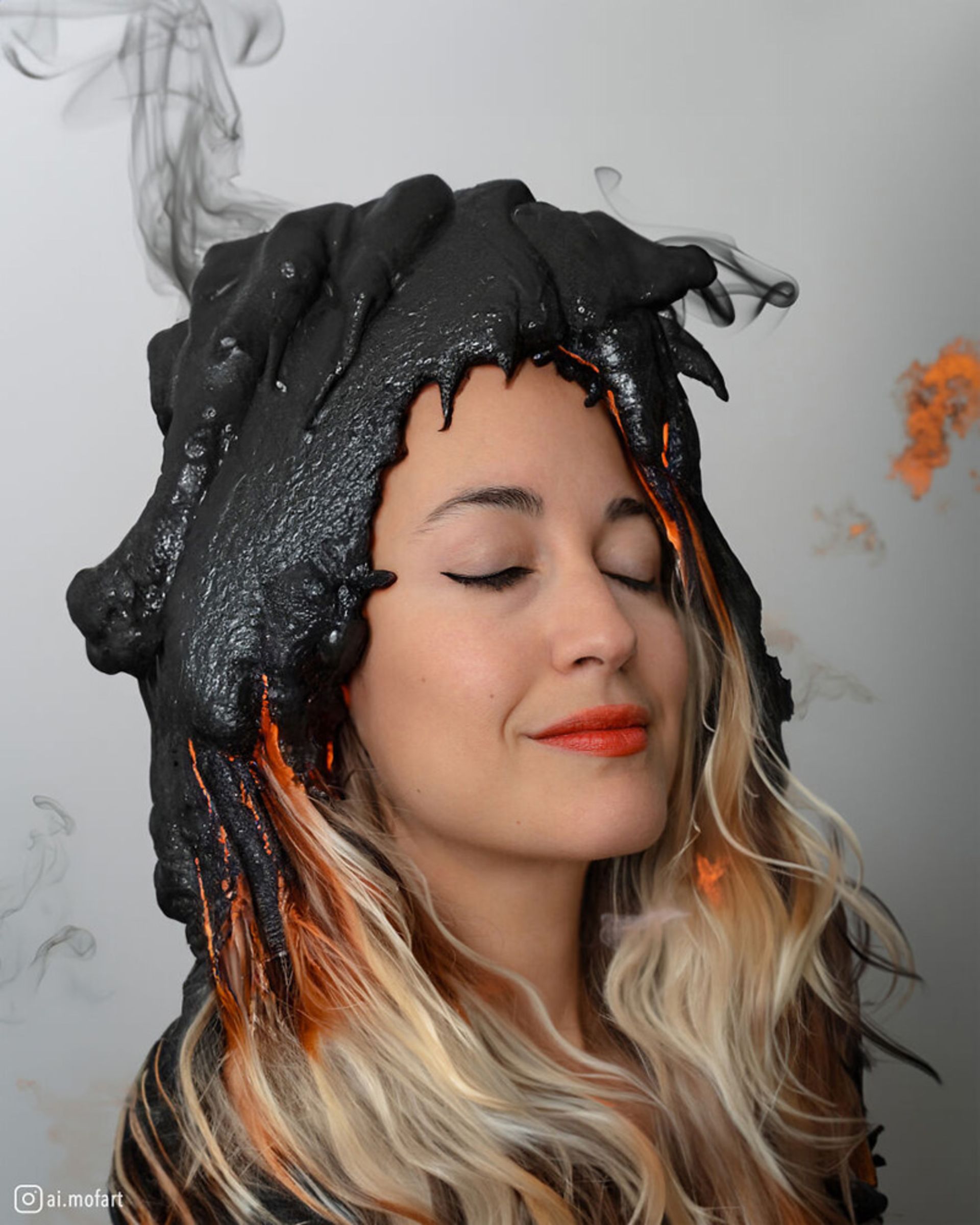 پرتره زنی با  پوشش سر سیاه ذوب‌شده