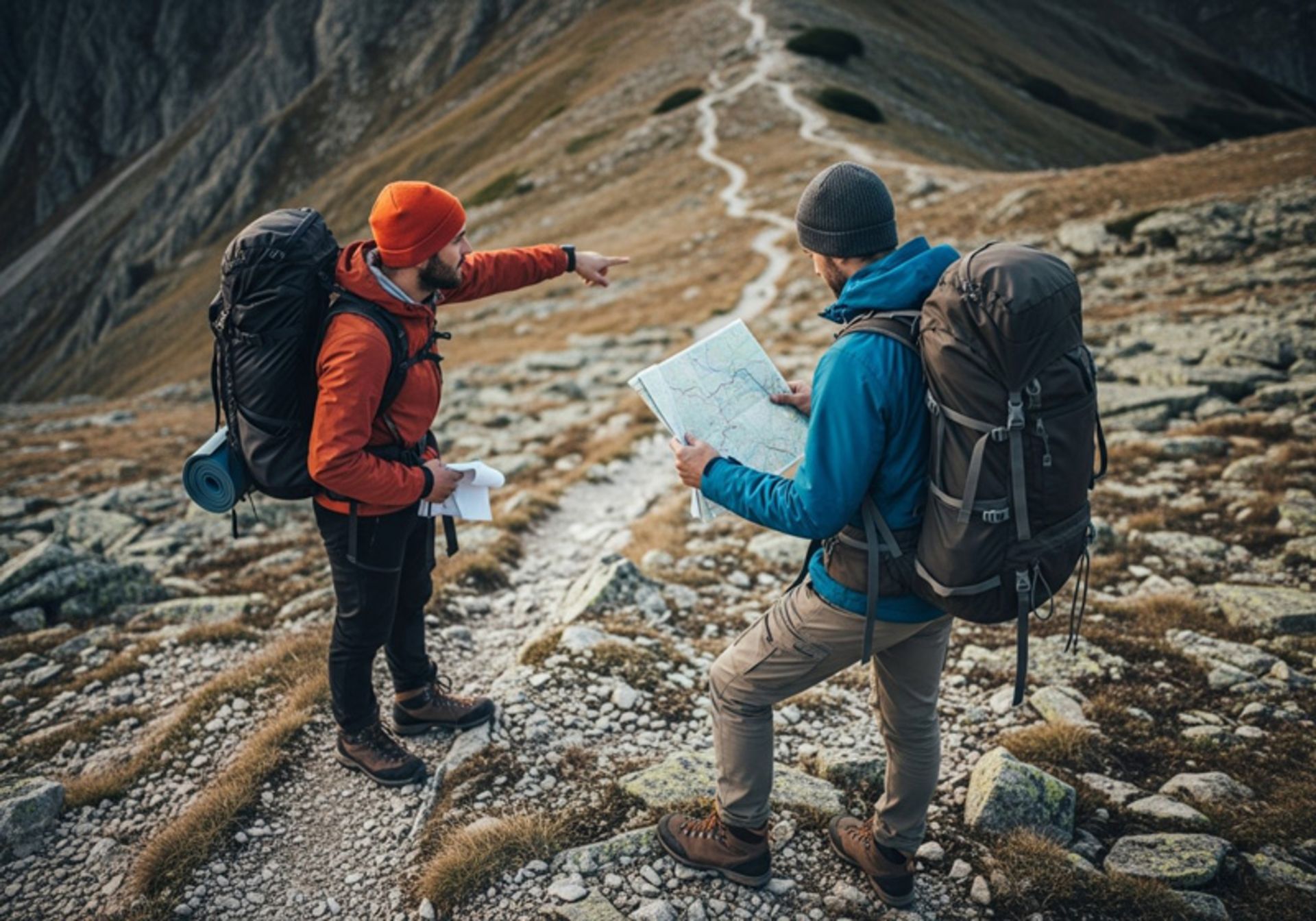 راهنمای بقا در طبیعت؛ اشتباهاتی که کوهنوردان را به کام مرگ میکشد 4 دو کوهنورد در حال استفاده از نقشه