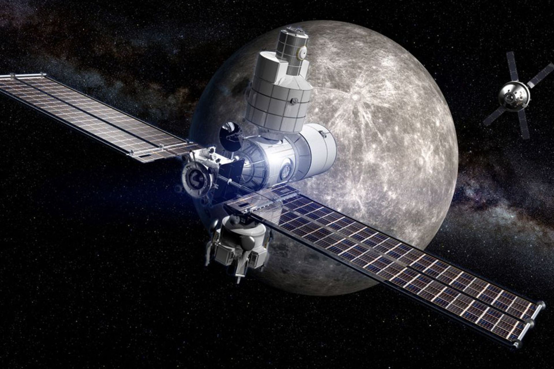 ایستگاه فضایی پیشرفته در حال مدارگردی به دور کره ماه