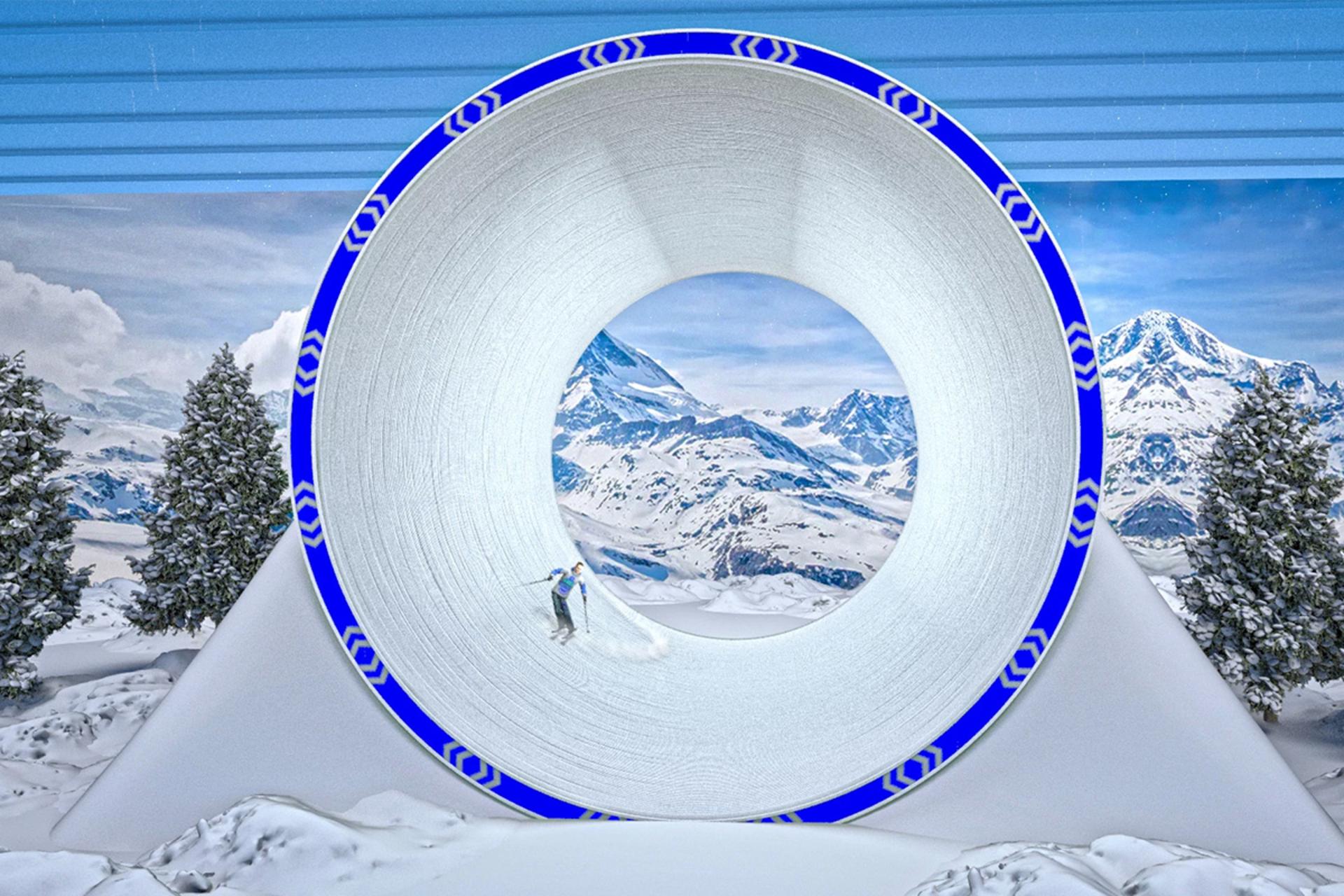 نمای روبروی پارک تونل برفی شرکت اسنوتانل