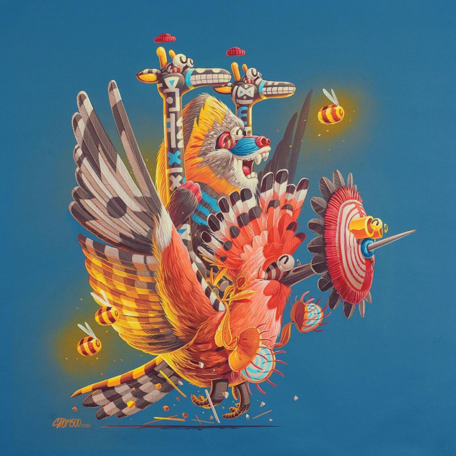 نقاشی دیواری پرنده های کارتونی